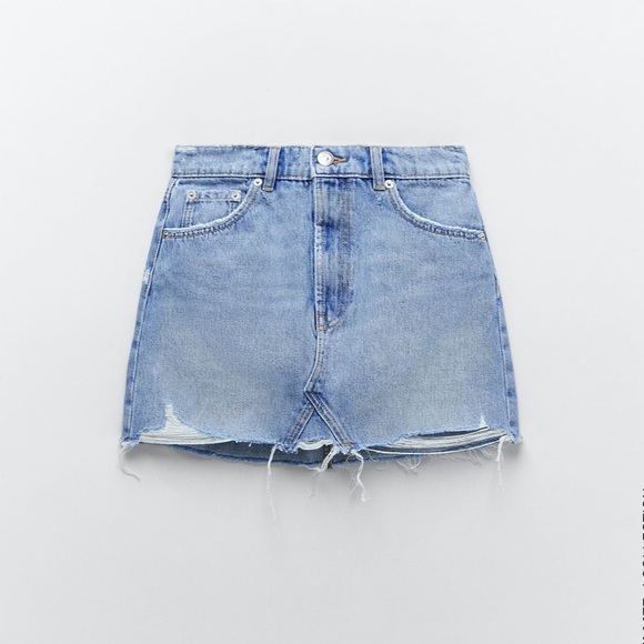ZARA DENIM MINI SKIRT - Picture 4 of 12